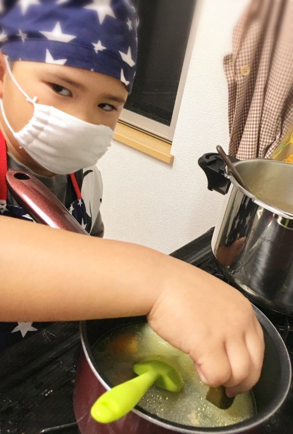 キャベツのカレー作り